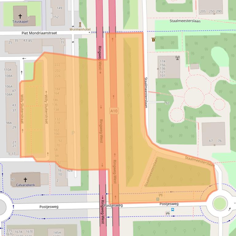 Kaart van postcodegebied 1061TJ.