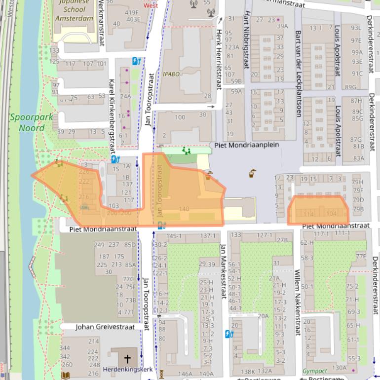 Kaart van postcodegebied 1061TT.