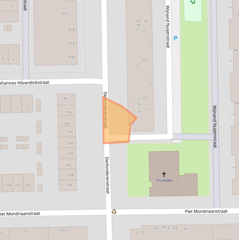 Kaart van postcodegebied 1061TW.