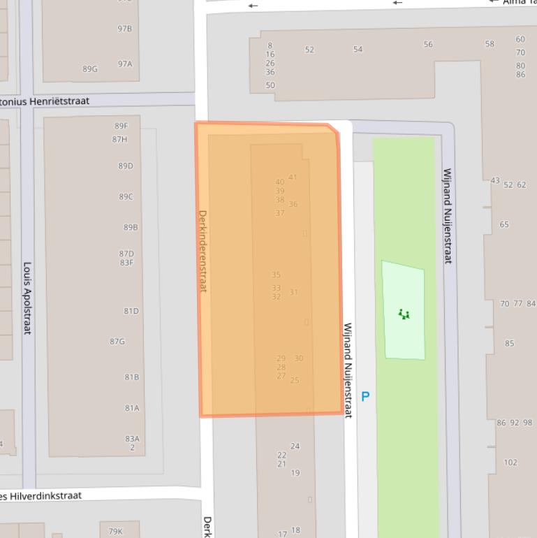 Kaart van postcodegebied 1061TZ.