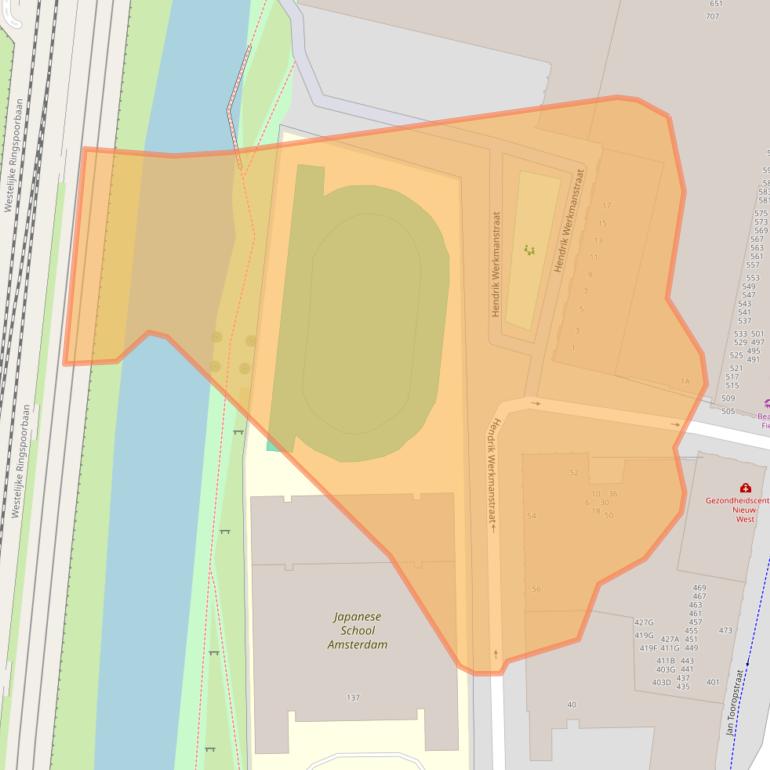 Kaart van postcodegebied 1061VA.