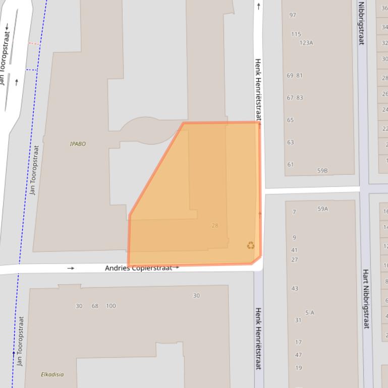 Kaart van postcodegebied 1061VC.