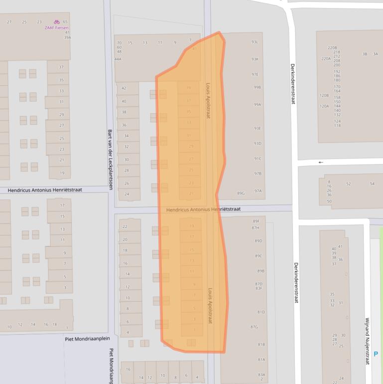 Kaart van postcodegebied 1061VH.