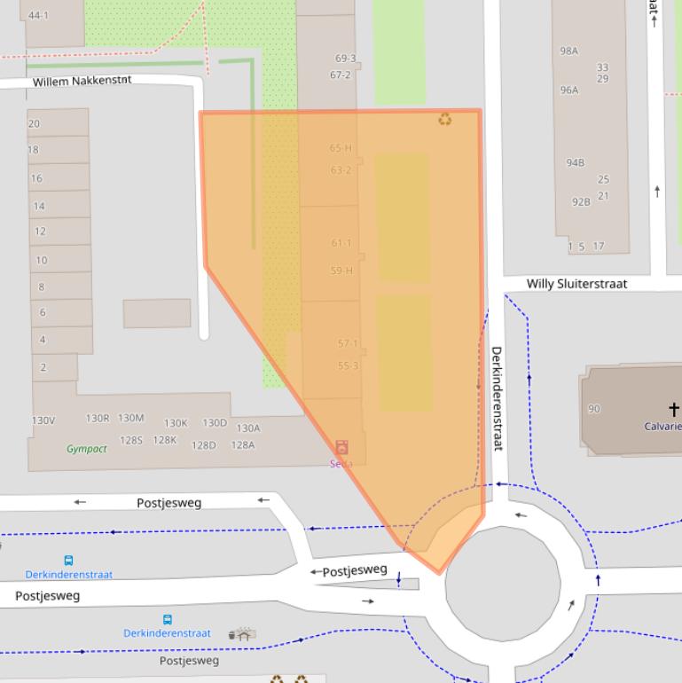 Kaart van postcodegebied 1061VP.