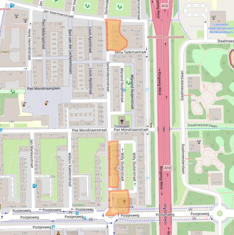Kaart van postcodegebied 1061VX.