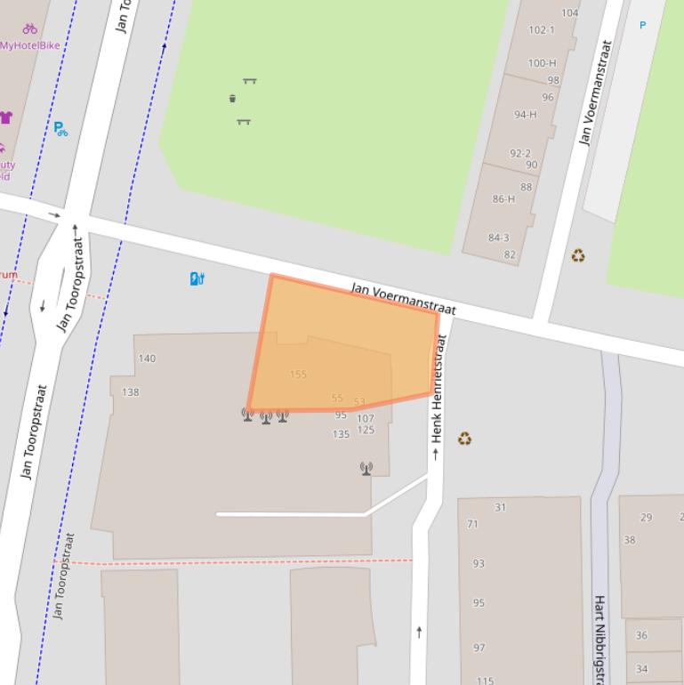 Kaart van postcodegebied 1061XB.