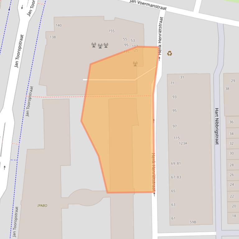 Kaart van postcodegebied 1061XD.