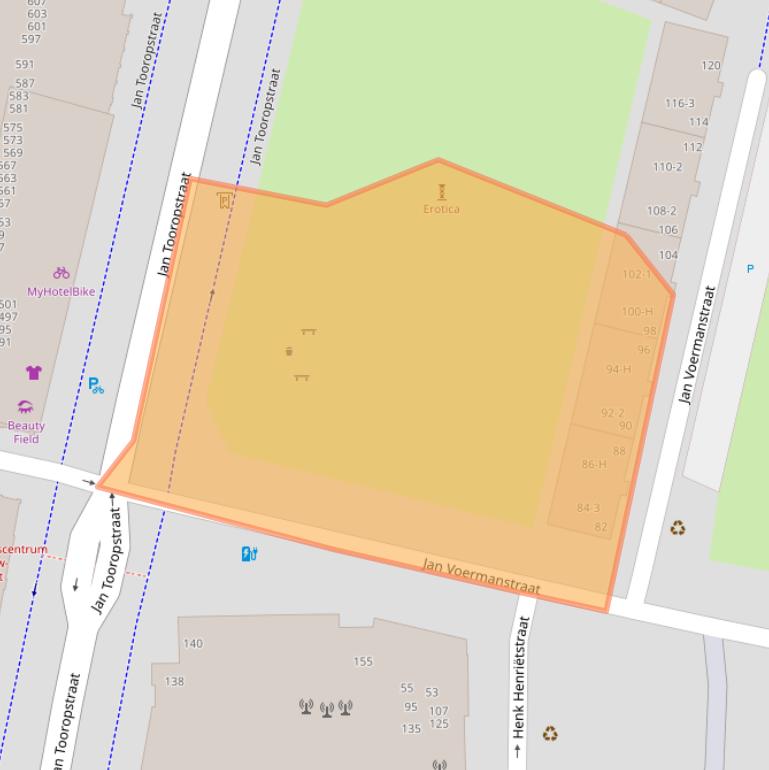 Kaart van postcodegebied 1061XK.