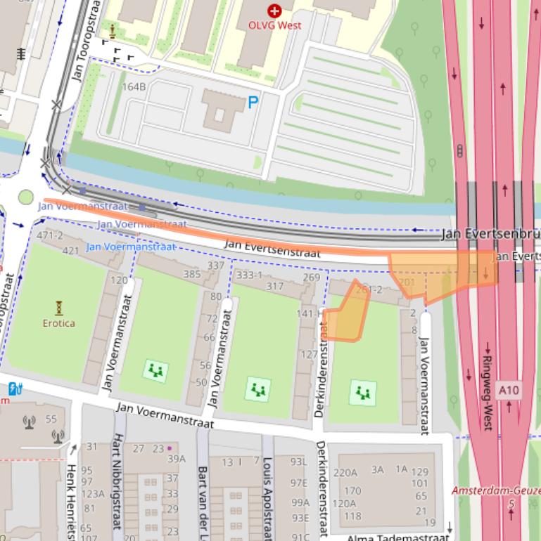 Kaart van postcodegebied 1061XM.