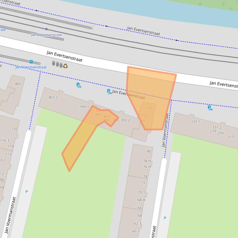 Kaart van postcodegebied 1061XT.