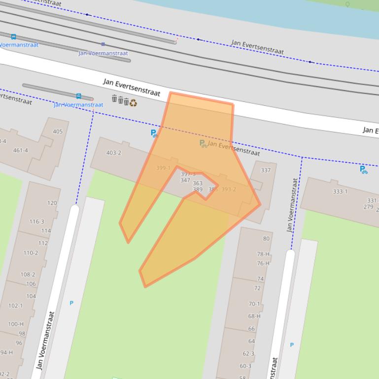 Kaart van postcodegebied 1061XV.