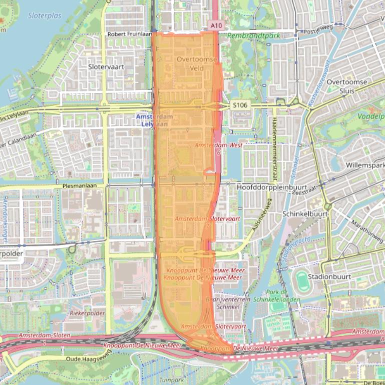 Kaart van postcodegebied 1062.