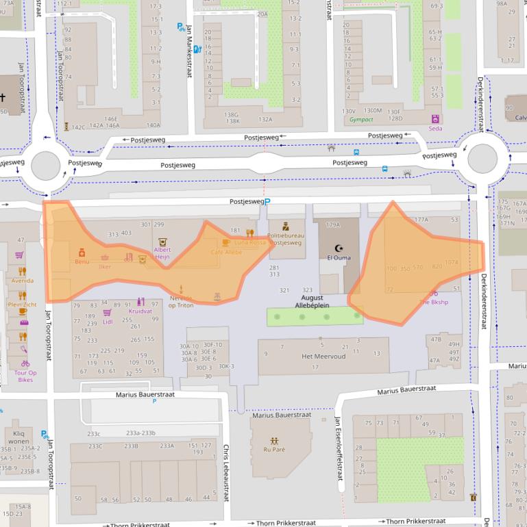 Kaart van postcodegebied 1062AC.