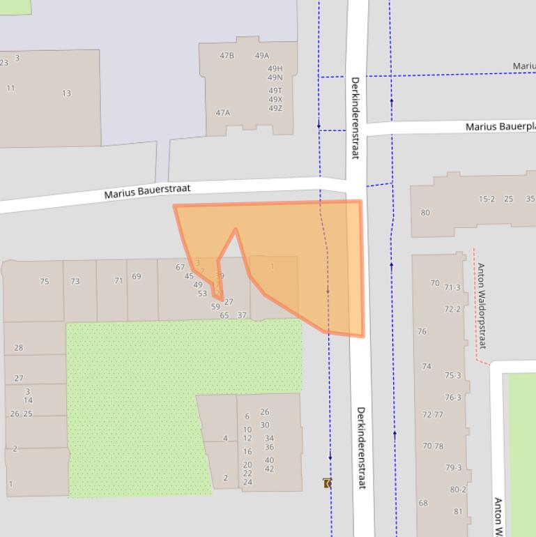 Kaart van postcodegebied 1062AD.