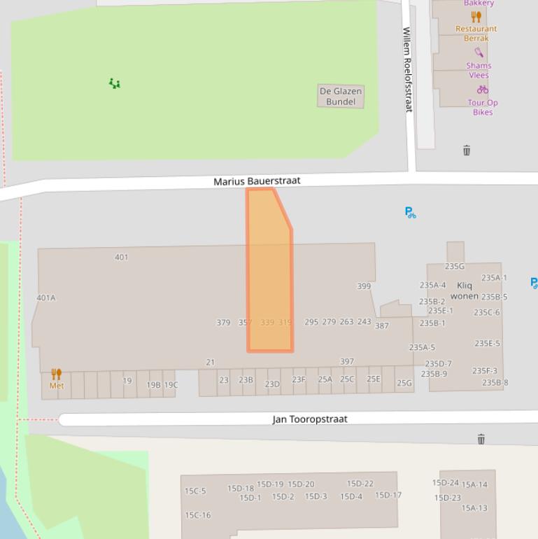 Kaart van postcodegebied 1062AN.