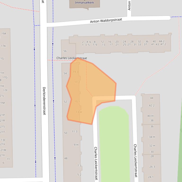 Kaart van postcodegebied 1062BB.