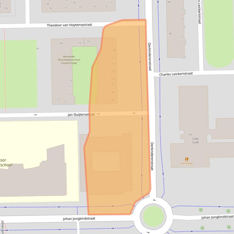 Kaart van postcodegebied 1062BE.