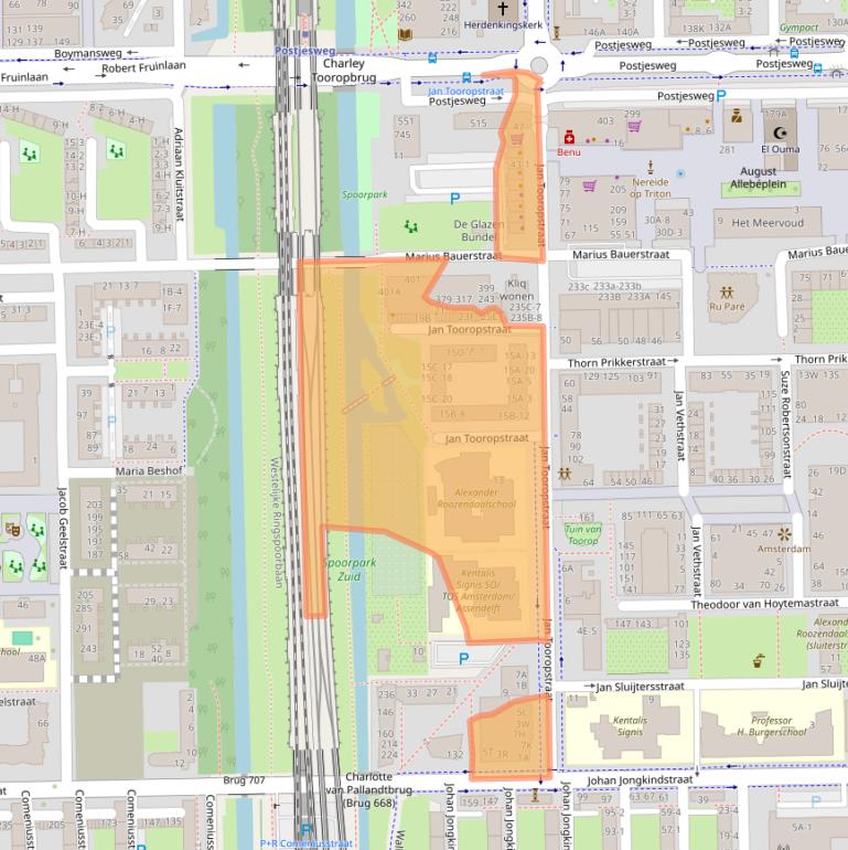 Kaart van postcodegebied 1062BK.