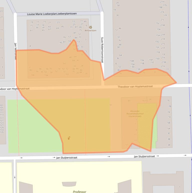 Kaart van postcodegebied 1062CG.