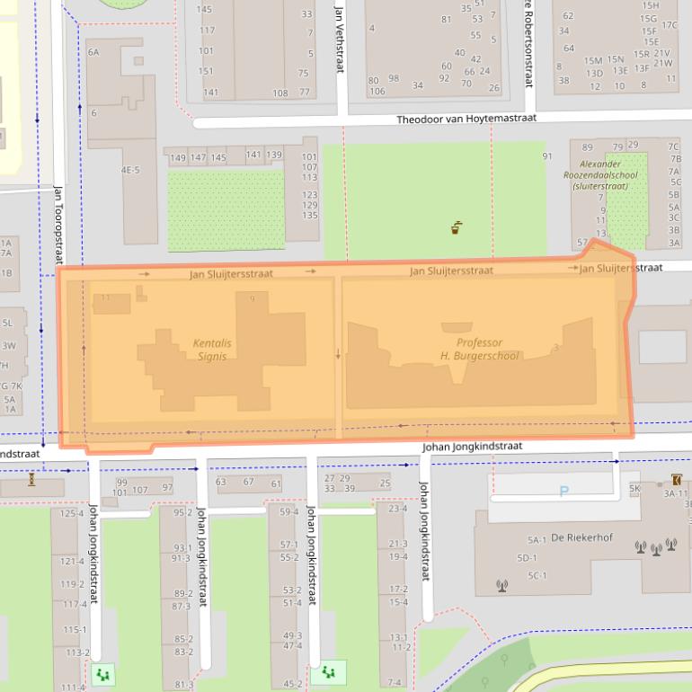 Kaart van postcodegebied 1062CJ.
