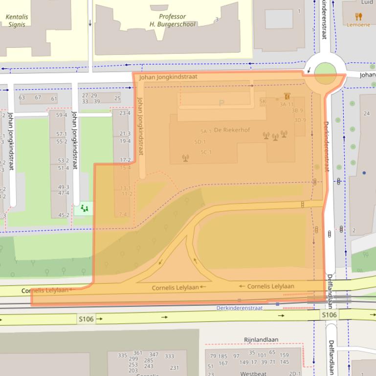 Kaart van postcodegebied 1062CK.