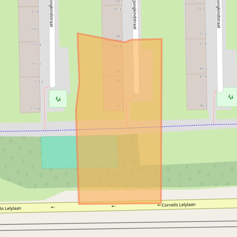 Kaart van postcodegebied 1062CP.