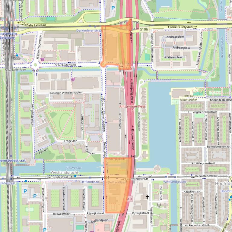 Kaart van postcodegebied 1062EA.