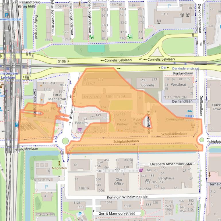 Kaart van postcodegebied 1062HE.