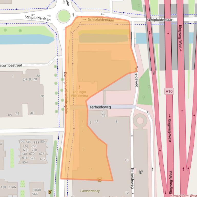 Kaart van postcodegebied 1062HG.