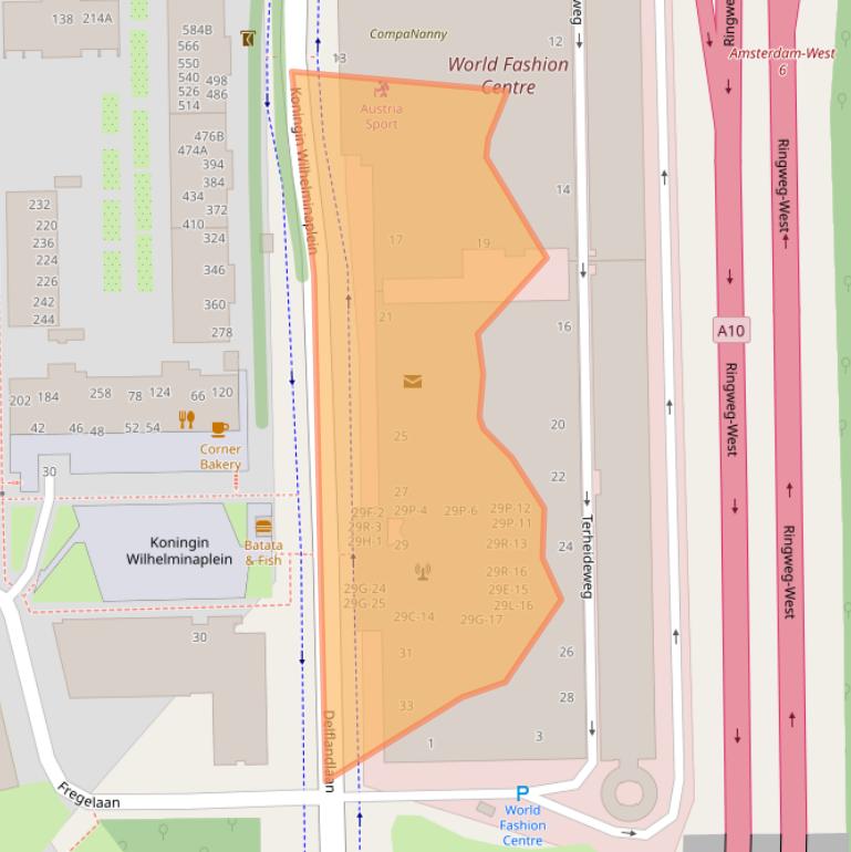 Kaart van postcodegebied 1062HJ.