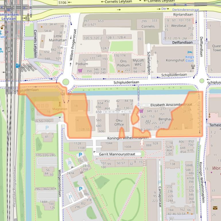 Kaart van postcodegebied 1062HK.