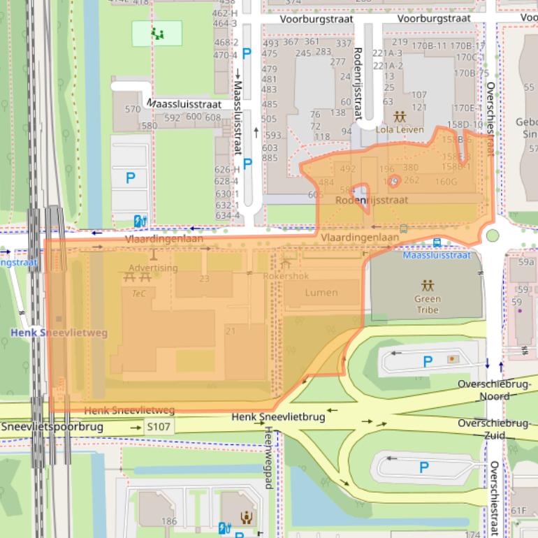 Kaart van postcodegebied 1062HM.
