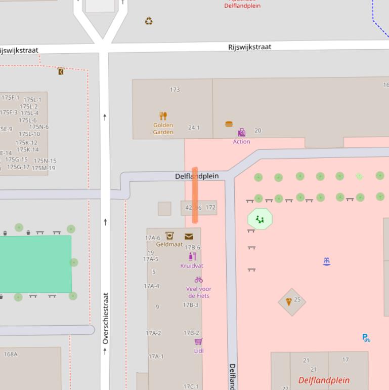 Kaart van postcodegebied 1062HT.