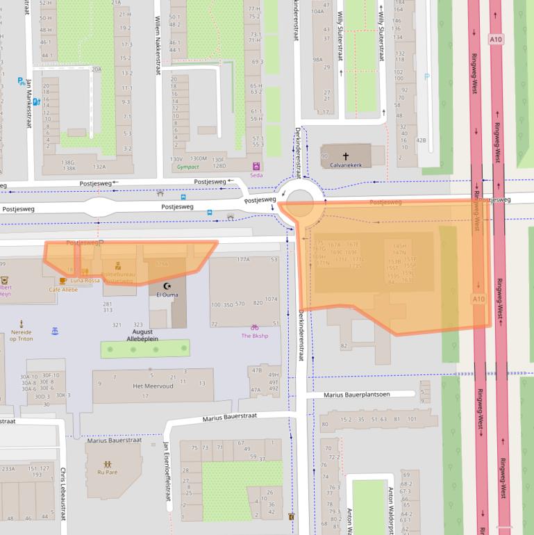 Kaart van postcodegebied 1062JN.