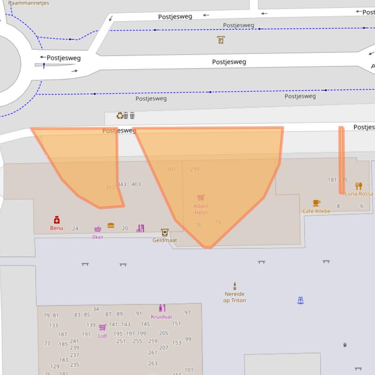 Kaart van postcodegebied 1062JR.