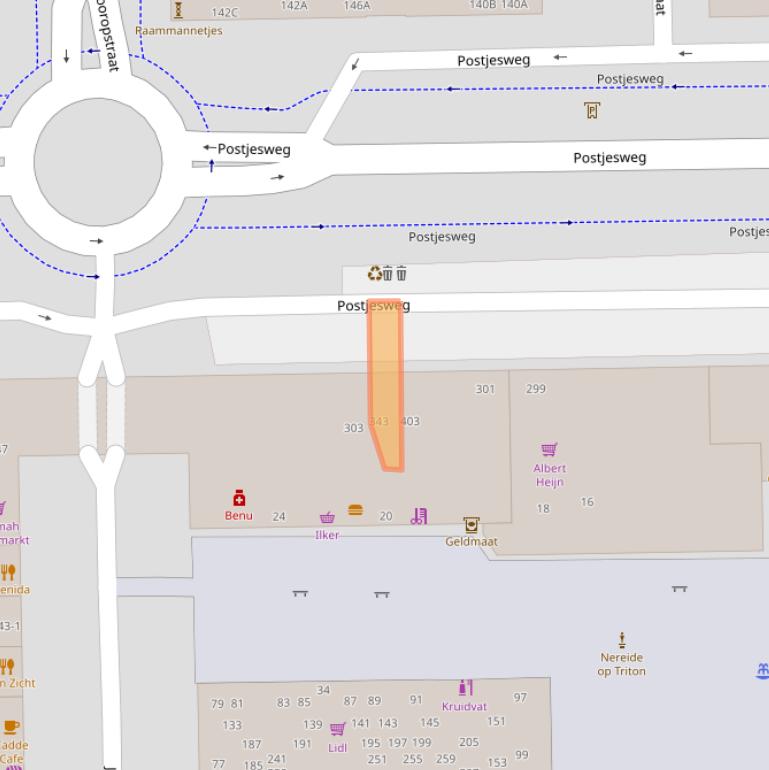 Kaart van postcodegebied 1062JS.