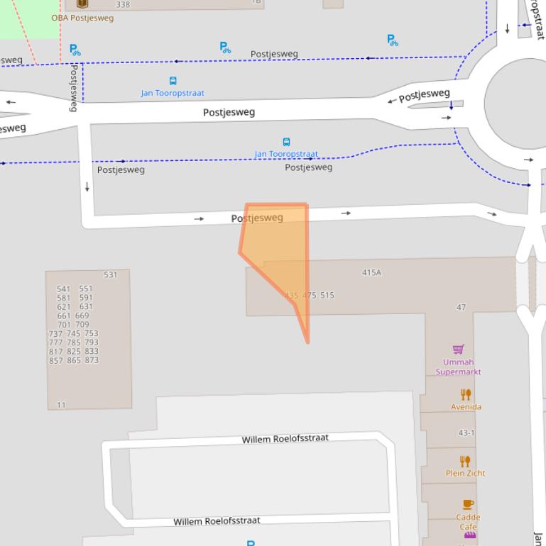 Kaart van postcodegebied 1062JV.