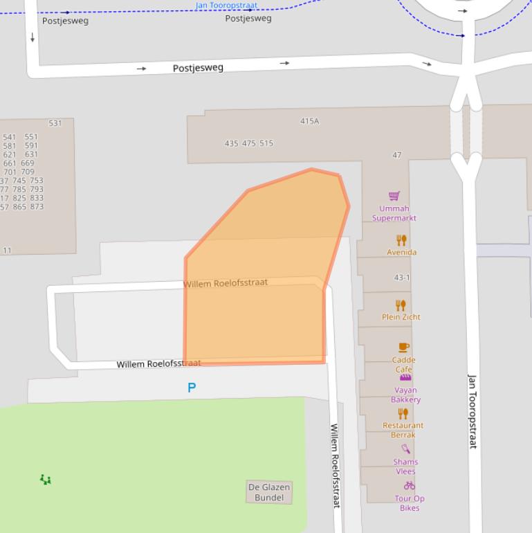 Kaart van postcodegebied 1062JX.