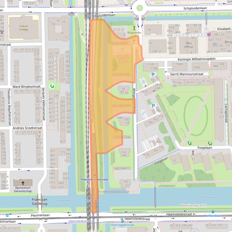 Kaart van postcodegebied 1062KA.
