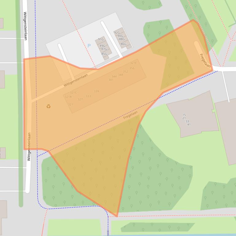 Kaart van postcodegebied 1062KJ.