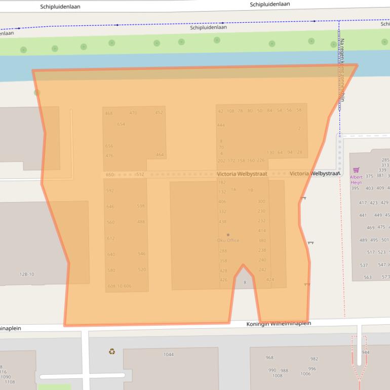 Kaart van postcodegebied 1062KP.