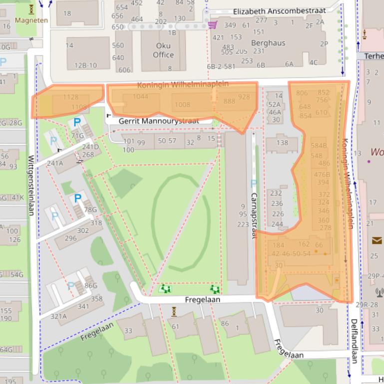 Kaart van postcodegebied 1062KS.