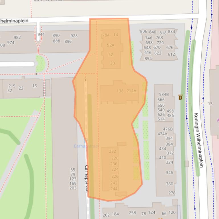 Kaart van postcodegebied 1062KT.