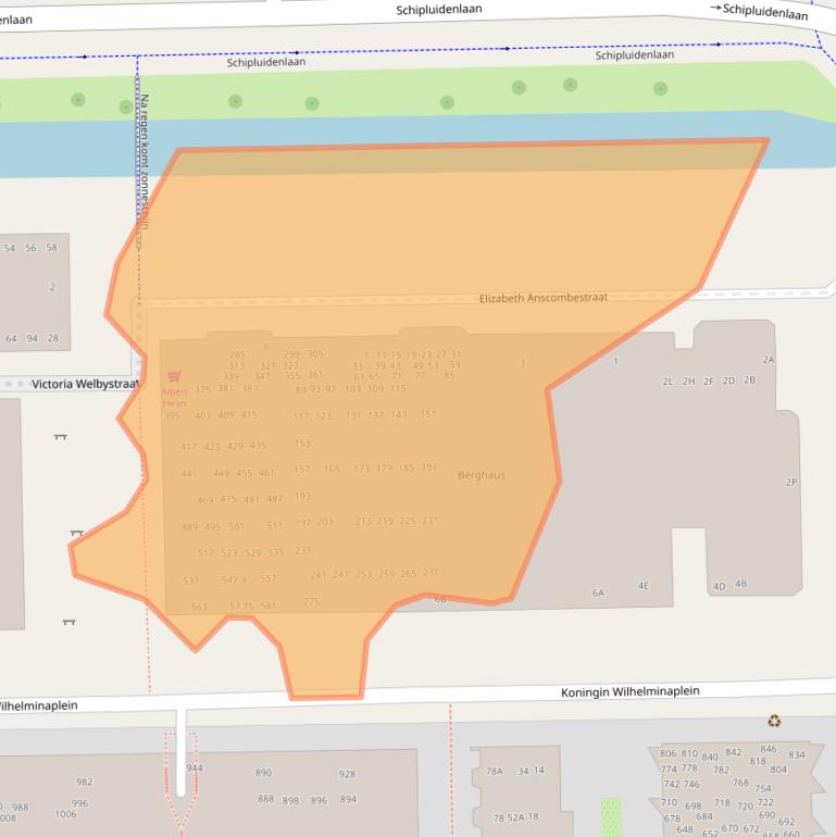 Kaart van postcodegebied 1062LE.