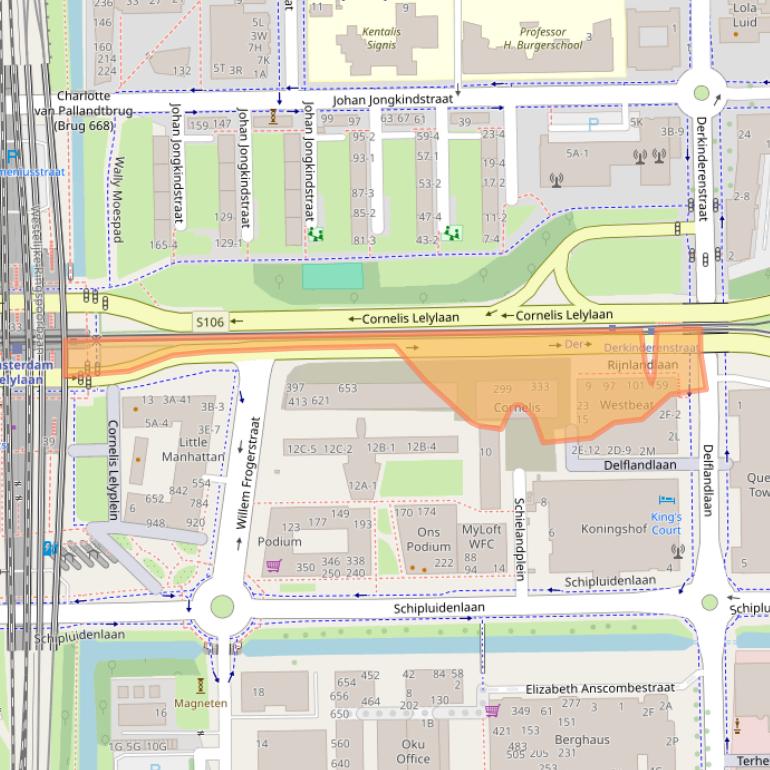Kaart van postcodegebied 1062MX.