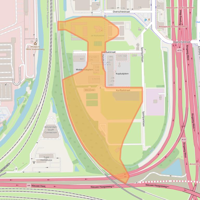 Kaart van postcodegebied 1062XA.