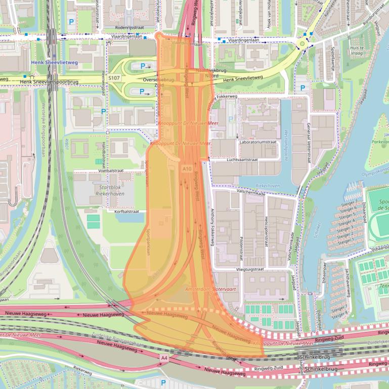 Kaart van postcodegebied 1062XD.