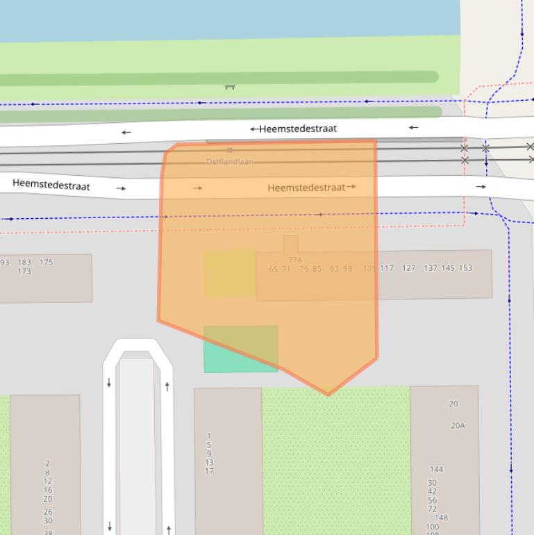 Kaart van postcodegebied 1062XS.