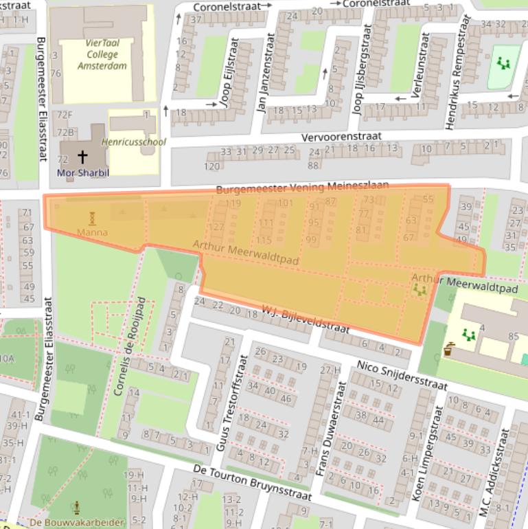 Kaart van postcodegebied 1063AX.