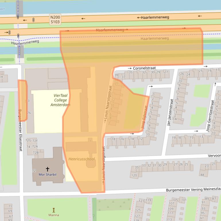 Kaart van postcodegebied 1063EN.